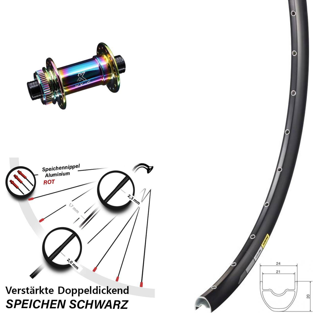 Mavic XC 621 KX-G Oilslick 29 Zoll Disc Laufrad 12x100