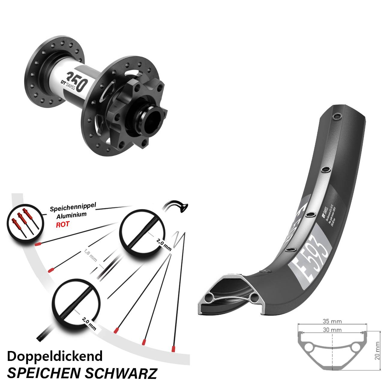 Disc Laufrad 27,5 Zoll DT Swiss E 593-350 15x110 Boost