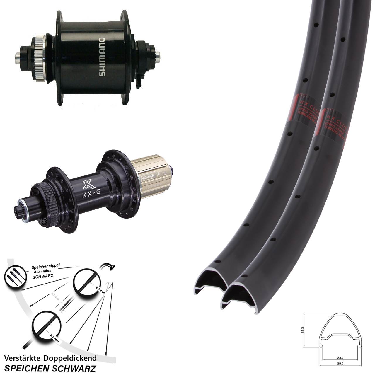 650B KX-G Clue Shimano DH-UR700 Laufradsatz für Schnellspanner 8-12 fach