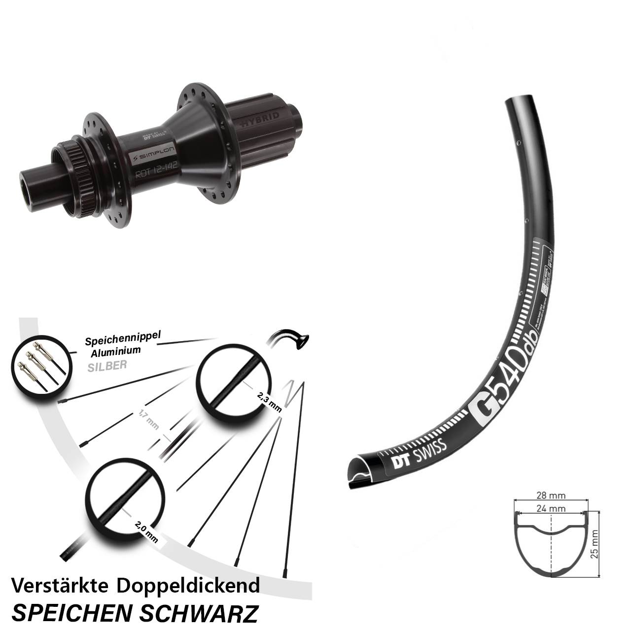650B DT Swiss G 540-370 Hybrid Centerlock Hinterrad 12x142 8-11 fach