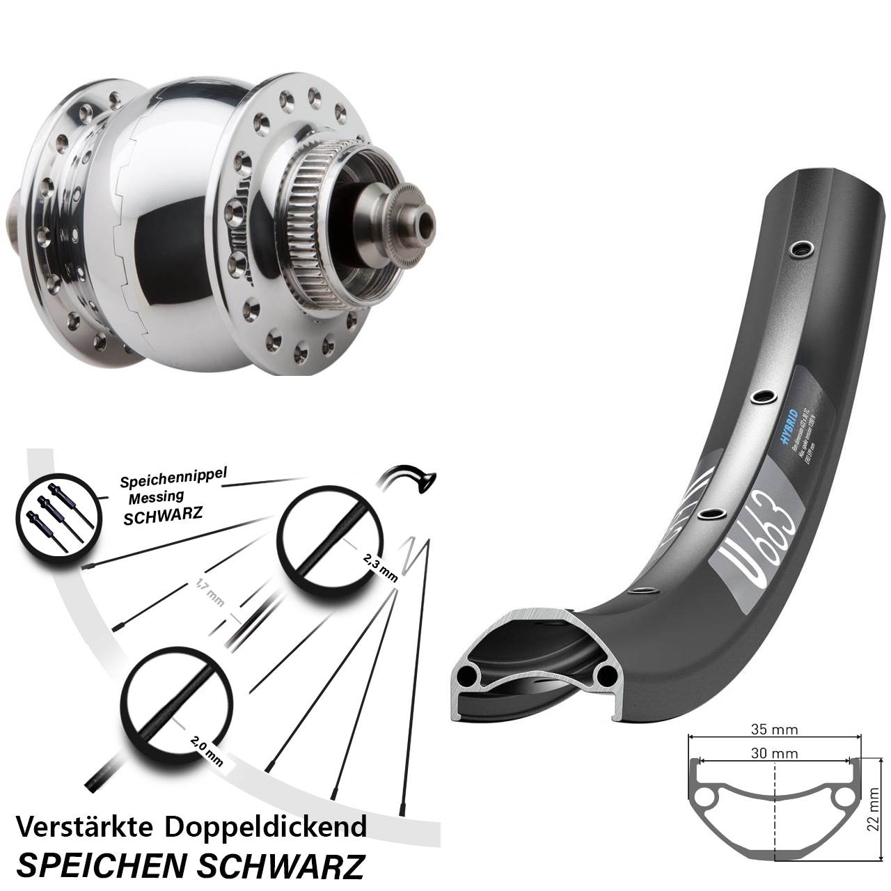 Nabendynamo-Vorderrad Centerlock 650B DT Swiss U663 SON 28 QR