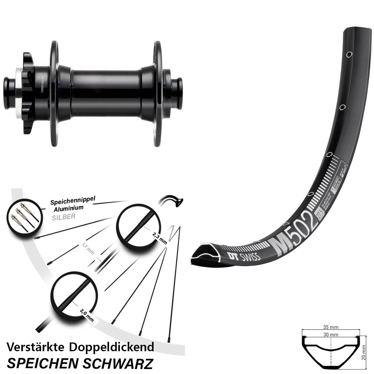 DT Swiss M502 Novatec D341 29 Zoll Vorderrad 6-Loch 15x110 Boost