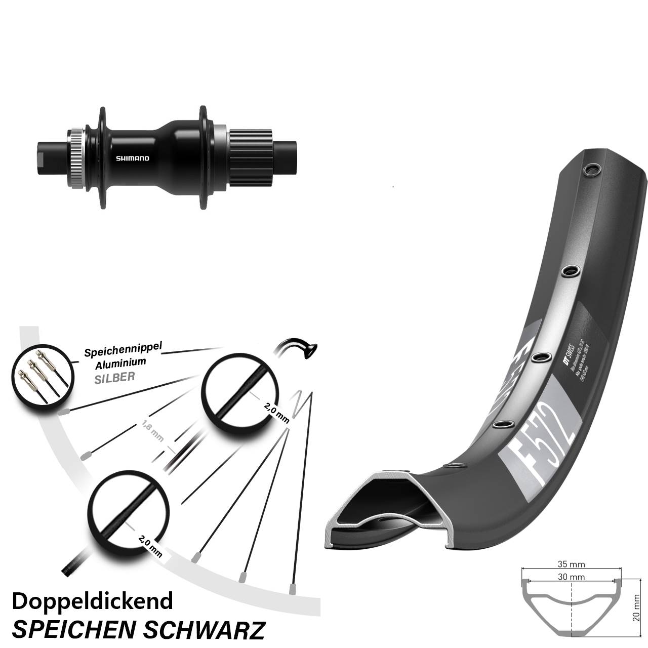 Disc Hinterrad 29 Zoll DT Swiss F572 Shimano FH-TC500-B Micro Spline 12x148