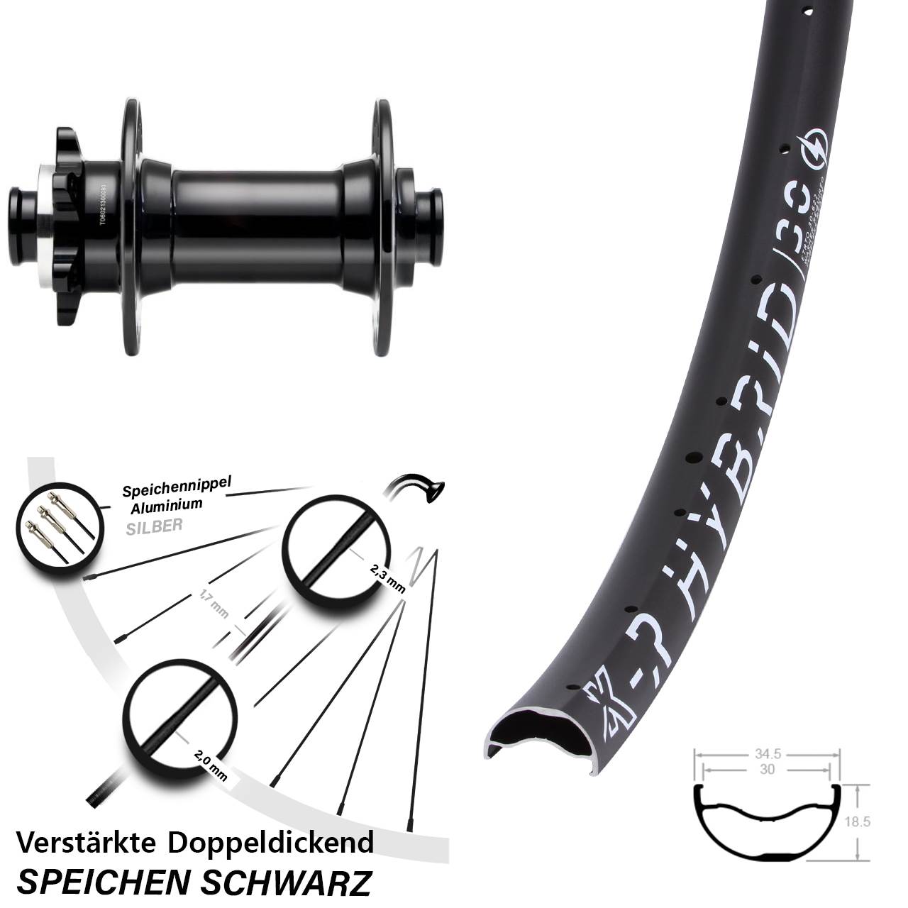 29 Zoll KX-R Hybrid 30 Novatec D341 Disc Laufrad 15x110 Boost