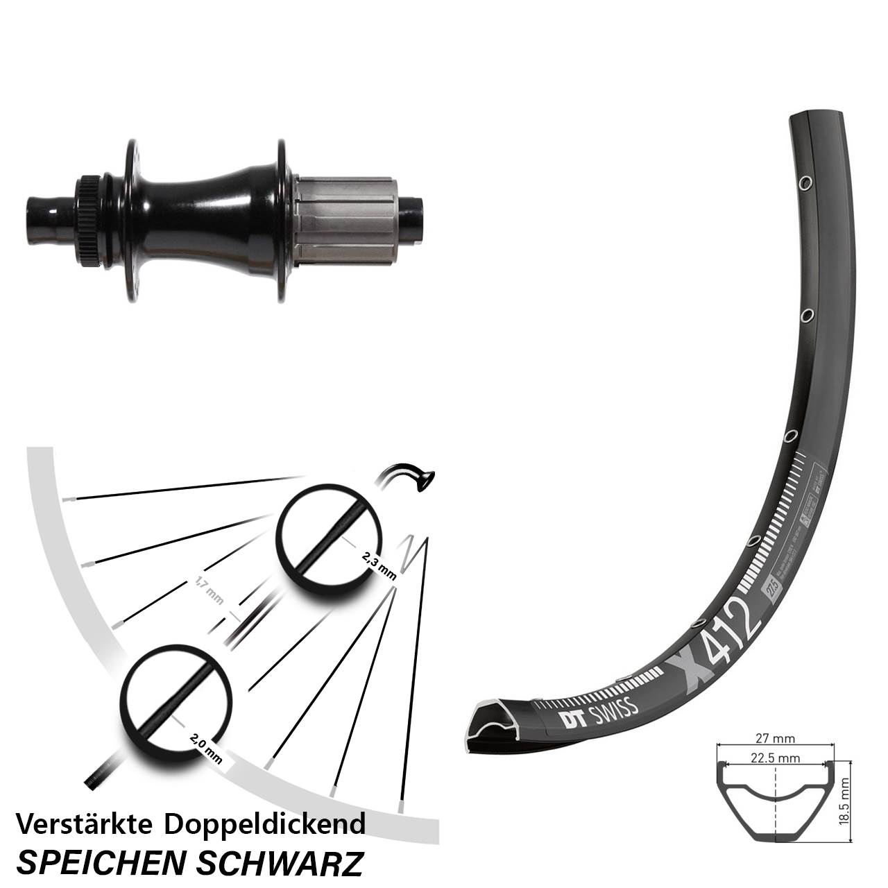 Boost Centerlock Hinterrad 12x148 29 Zoll DT Swiss X 412 Formula CL-148S 8-11 fach HG
