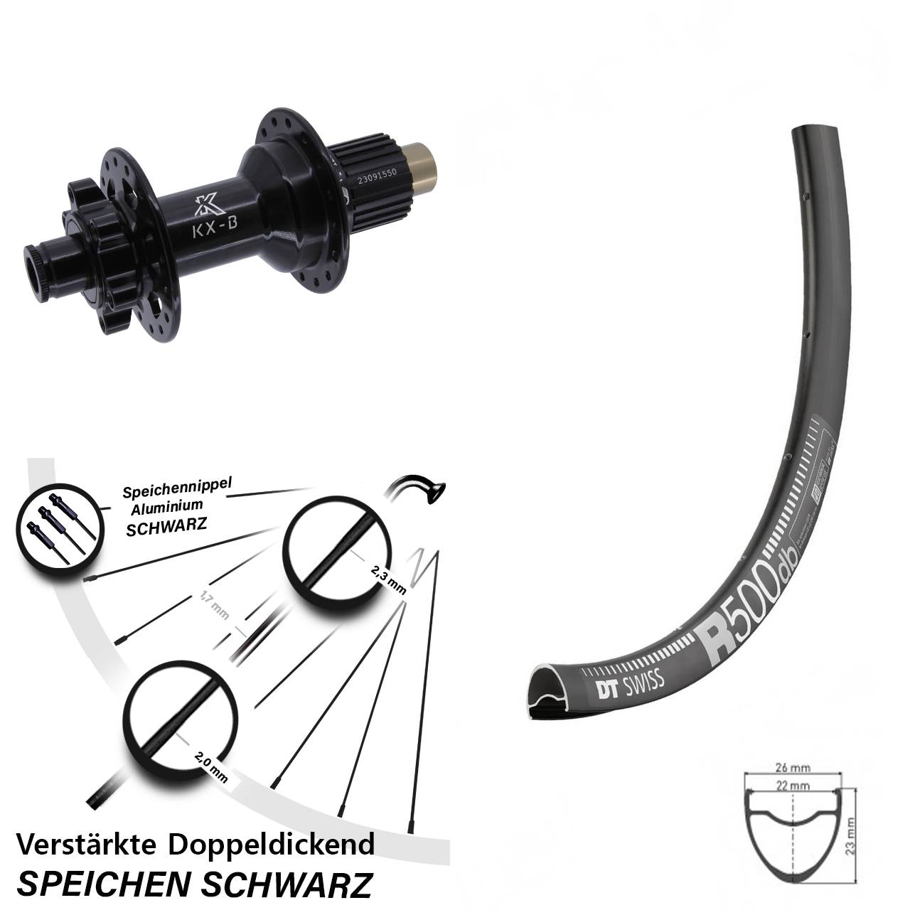DT Swiss R 500 KX-B 29 Zoll Disc Hinterrad 12x148 Shimano Micro Spline