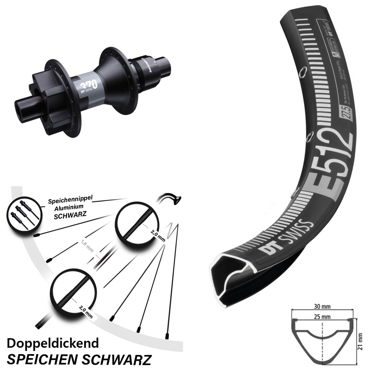 650B DT Swiss E 512-370 Disc Laufrad 12x142 SRAM XD