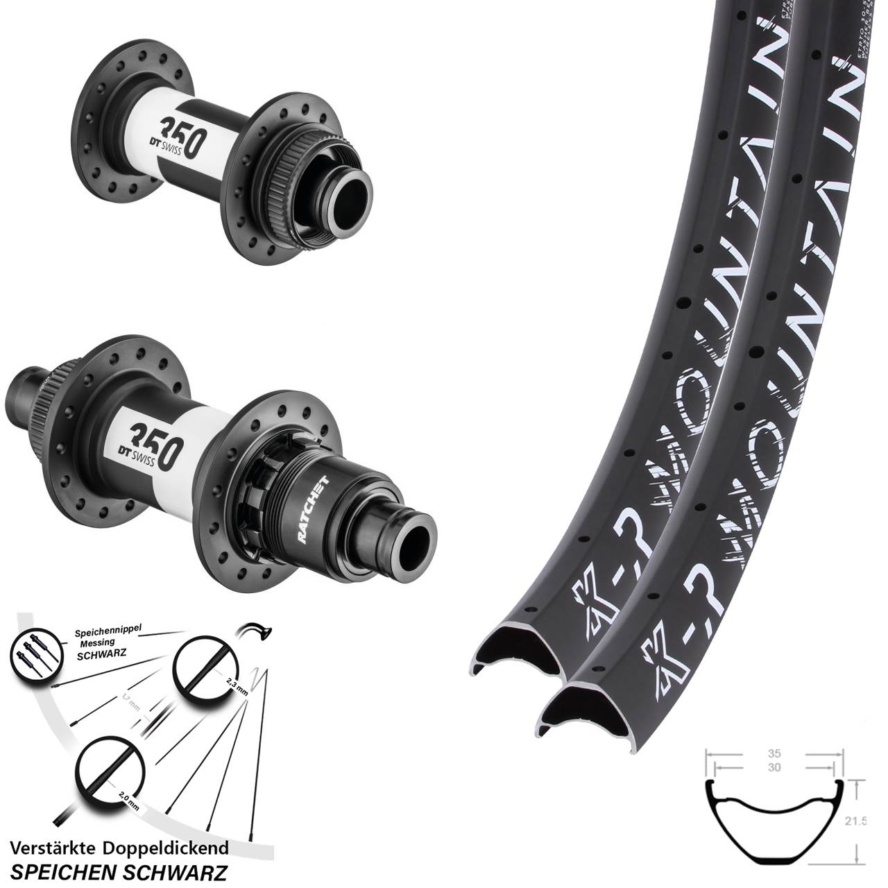 Disc Laufrad-Satz 15x100 12x142 29 Zoll KX-R Mountain-350 DT Swiss 350 CL SRAM XD XD