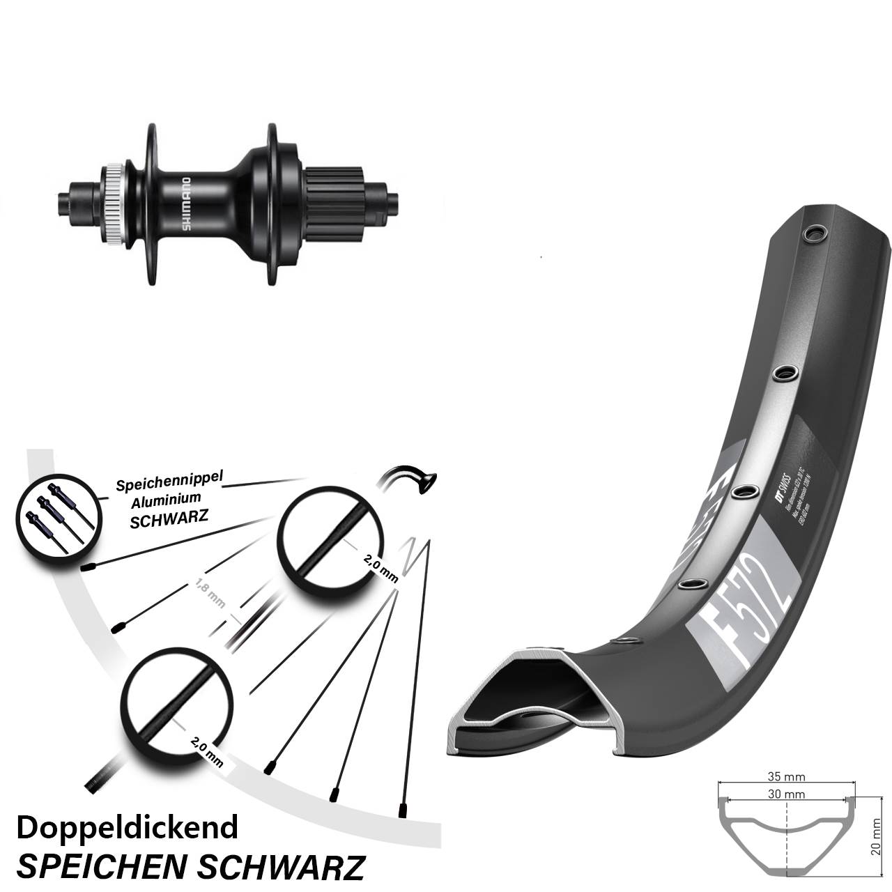 Hinterrad Centerlock für Schnellspanner 650B DT Swiss F 572 Shimano MT500 Micro Spline