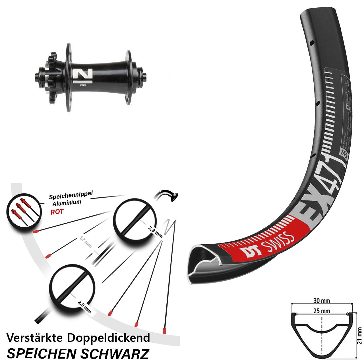 DT Swiss EX 471 Novatec D791 650B Disc Laufrad für Schnellspanner