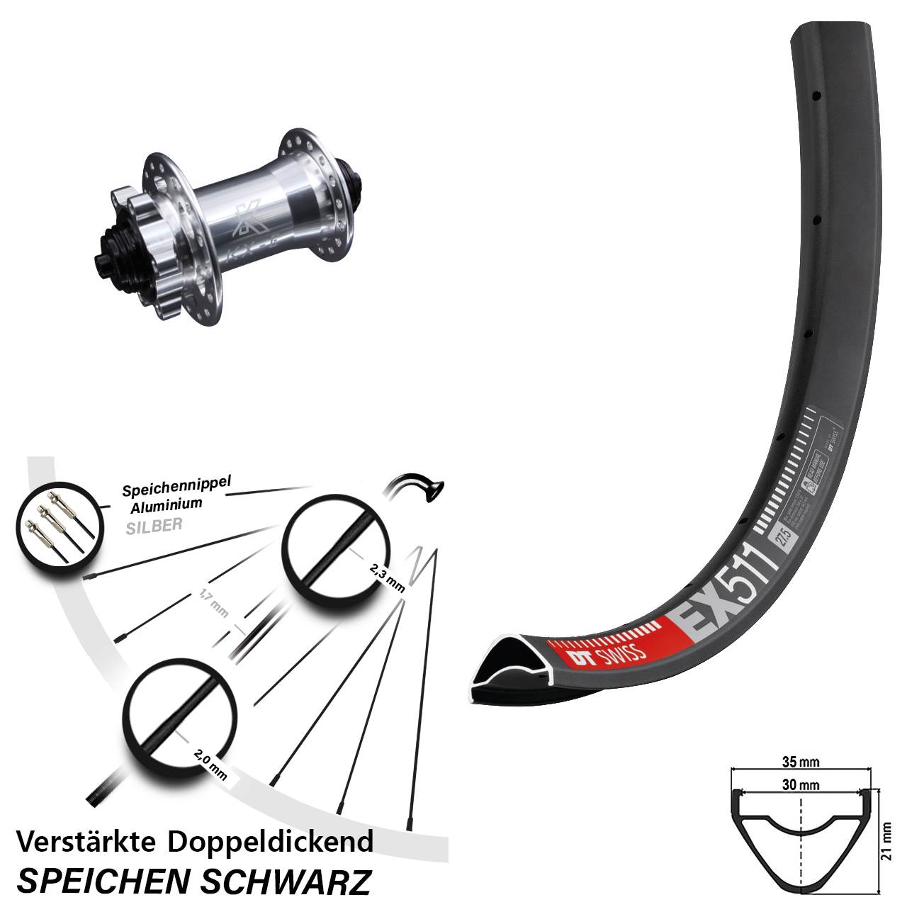 29 Zoll DT Swiss EX511 KX-E Disc Laufrad QR