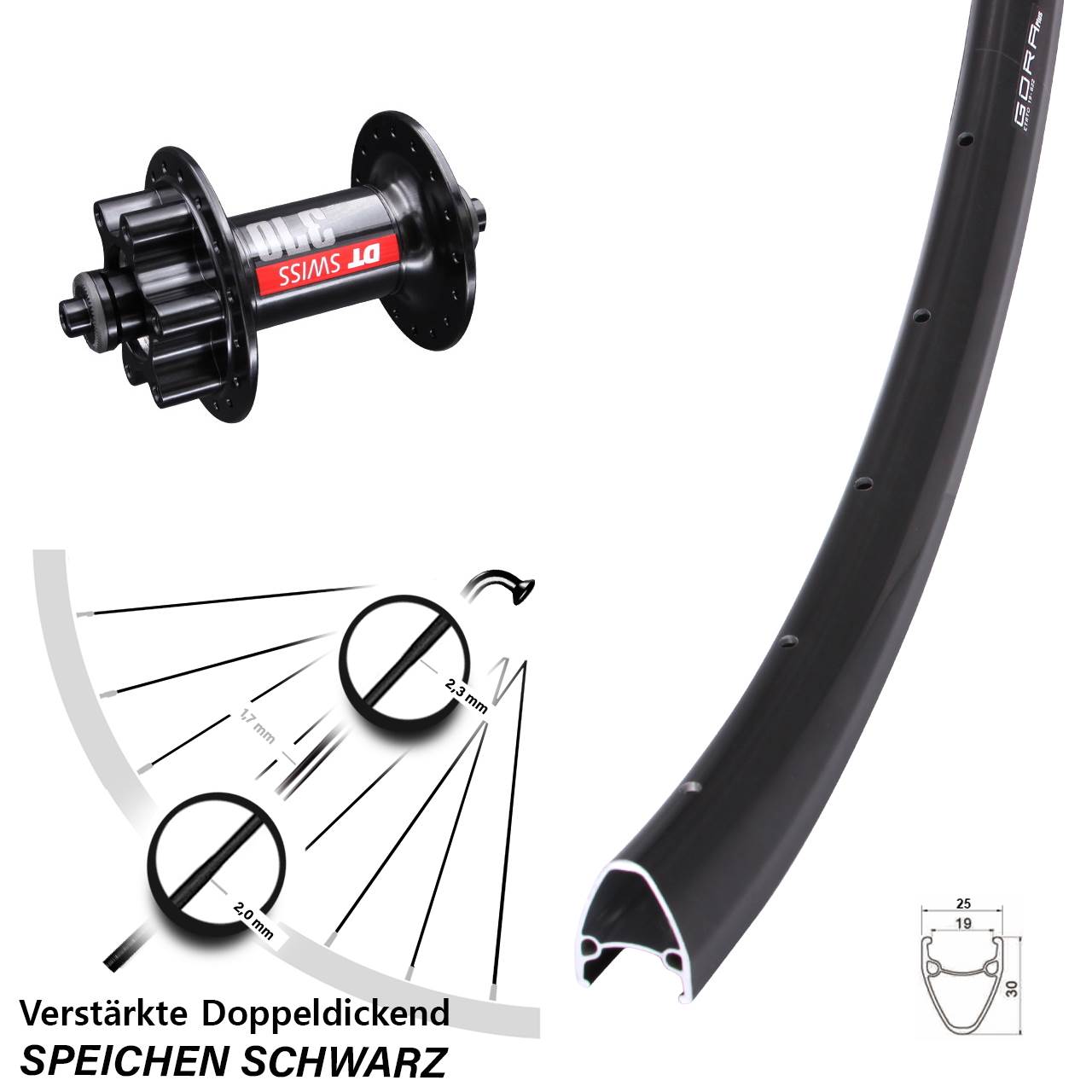 Vorderrad 6-Loch QR 28 Zoll Gora Plus DT Swiss 370