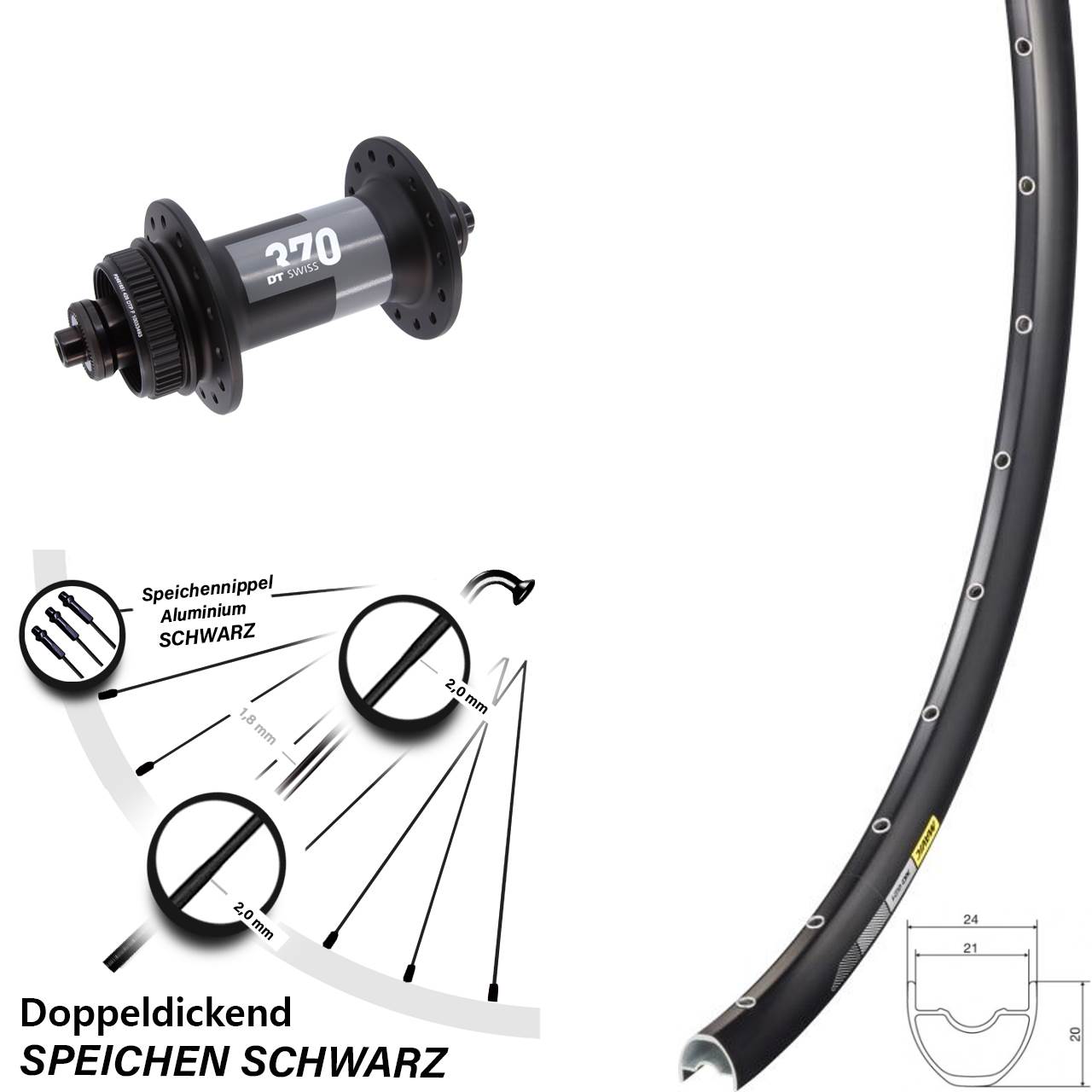 Vorderrad 28 Zoll Mavic XC621 DT Swiss 370 5x100 Centerlock