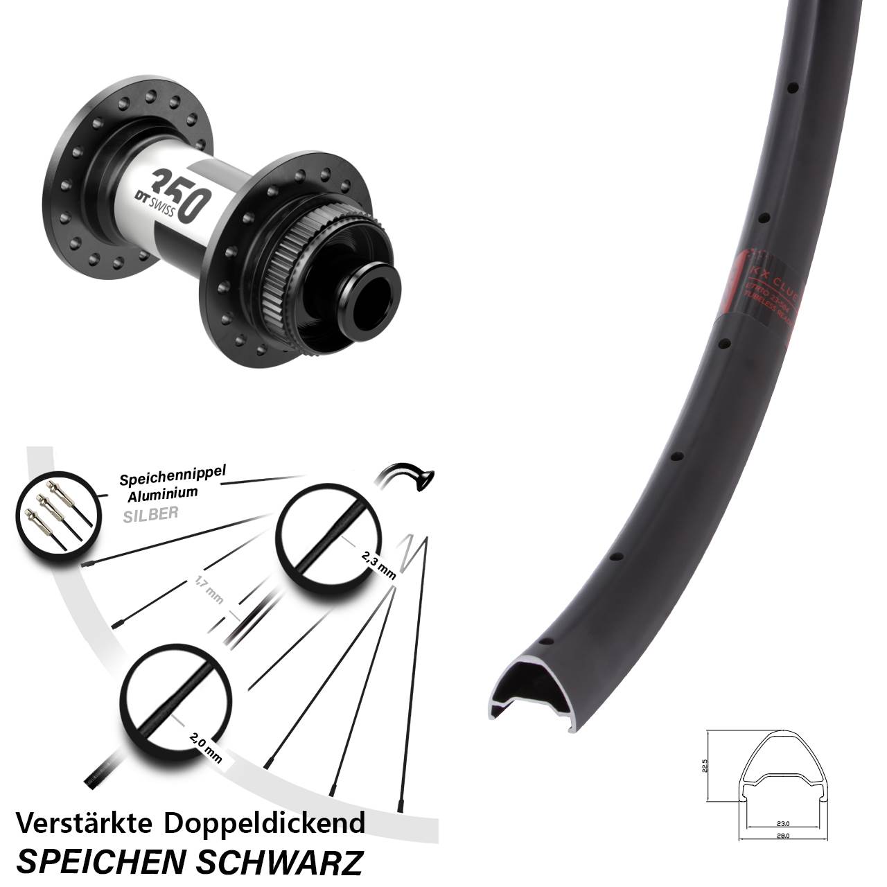 KX Clue DT Swiss 350 Road 28 Zoll Centerlock Vorderrad 12x100