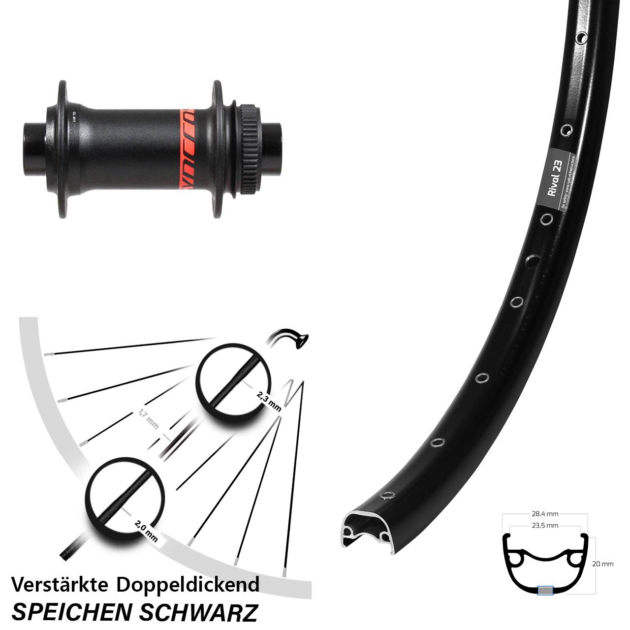 Ryde Rival 23 Formula 27,5 Zoll Vorderrad Centerlock 15x110 Boost