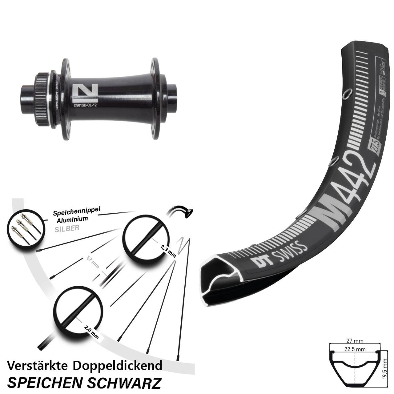 Disc Laufrad 29 Zoll DT Swiss M442 Novatec D981 12x100