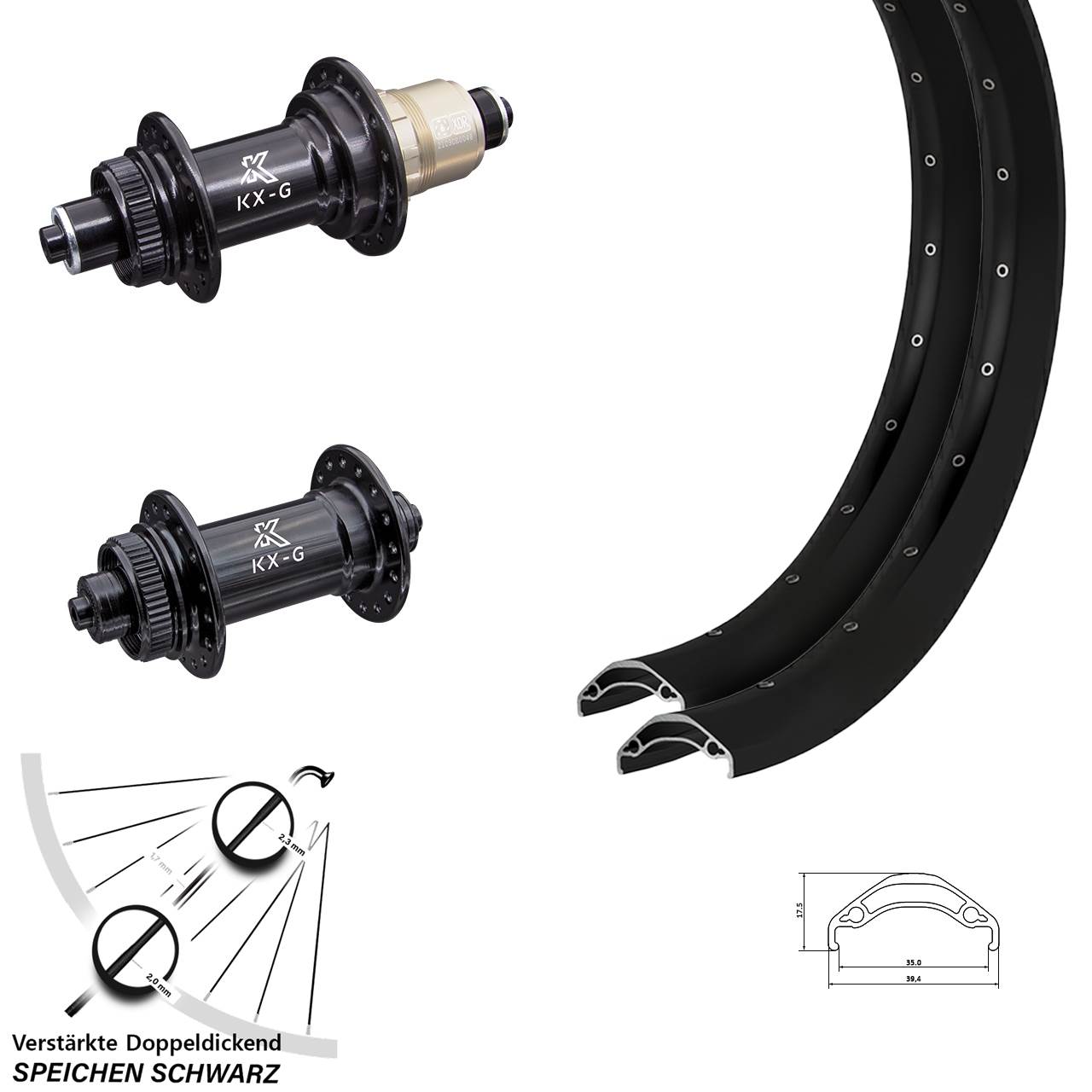 29 Zoll Ryde Disc 35 KX-G Disc Laufradsatz für Schnellspanner XDR