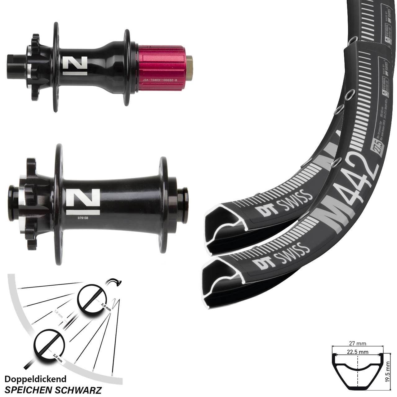 Laufradsatz 6-Loch 15x100 12x142 28-29 Zoll DT Swiss M442 Novatec D791 D792 8-12 fach HG