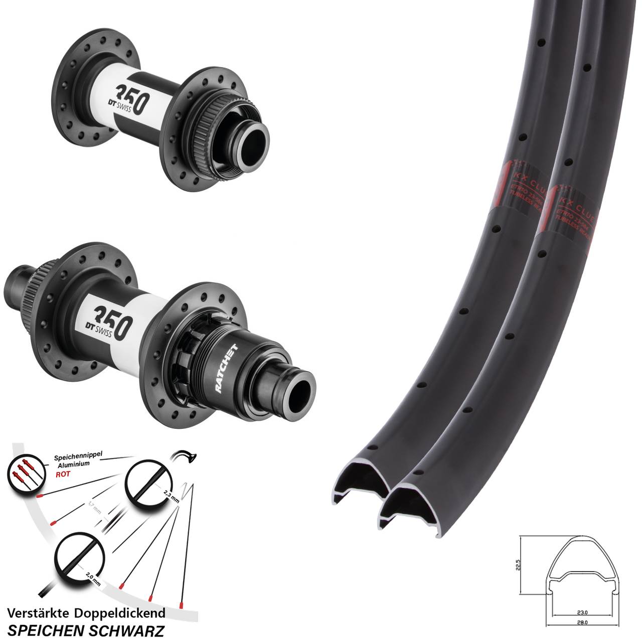 Disc Laufrad-Satz 15x100 12x142 28-29 Zoll KX Clue DT Swiss 350 SRAM XD Centerlock