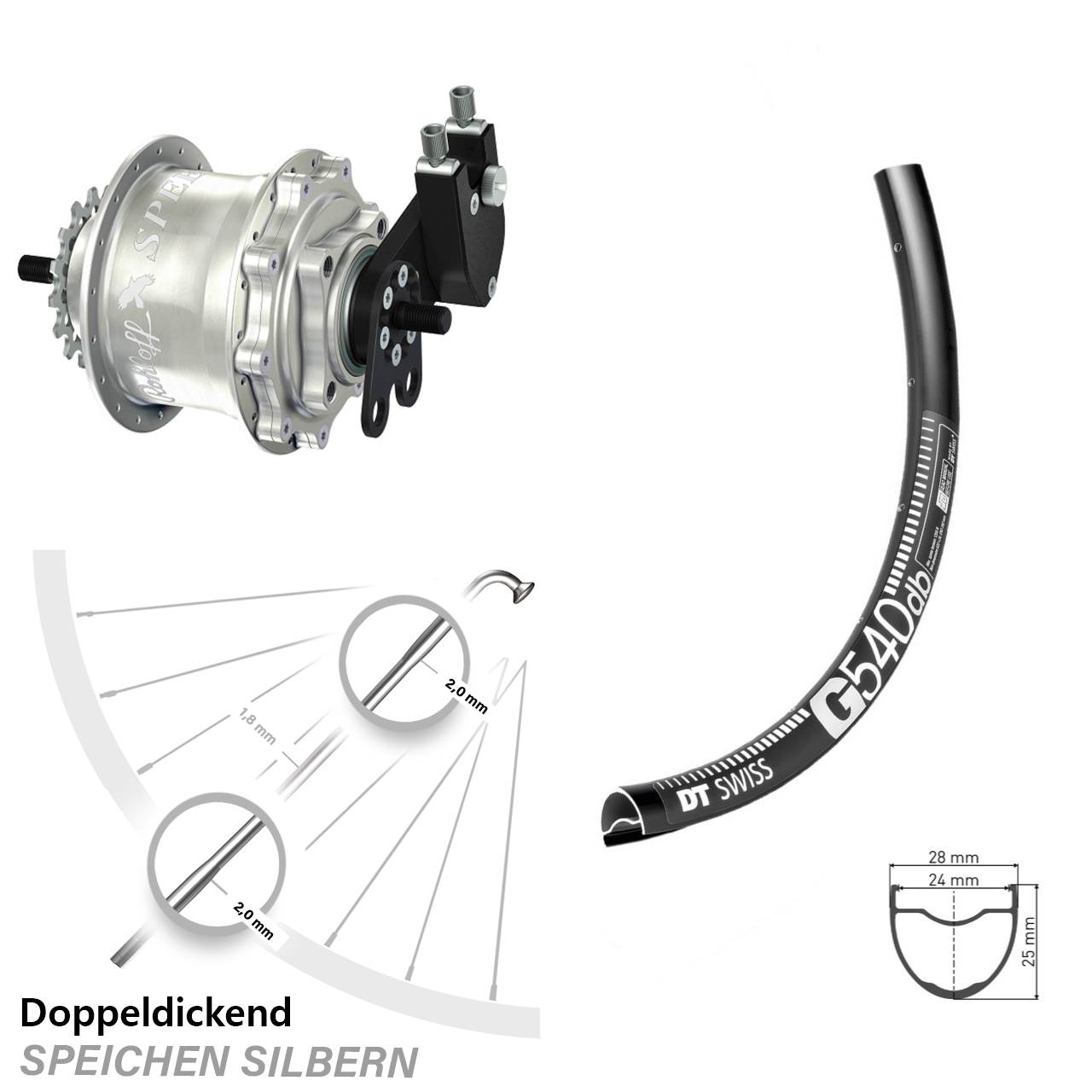 Disc Hinterrrad 28-29 Zoll DT Swiss G 540 Rohloff Speedhub 500/14 TS DB Tandem