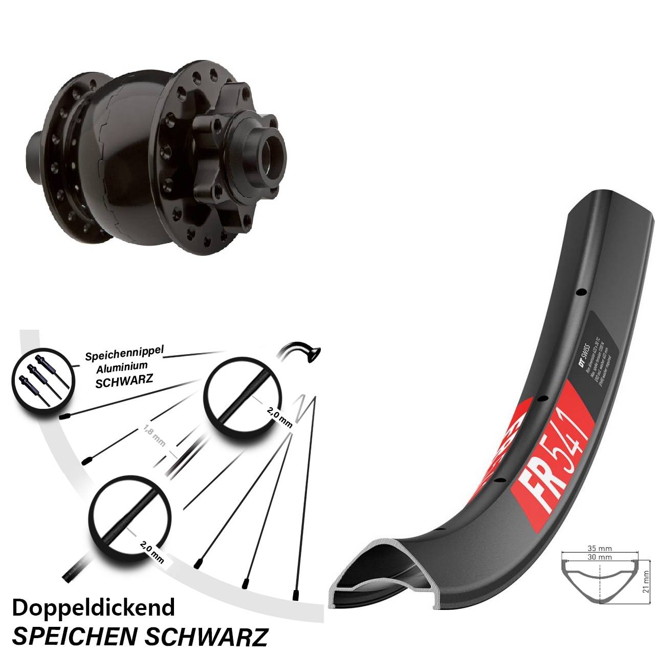 27,5 Zoll DT Swiss FR 541 Vorderrad SON 28 15x100