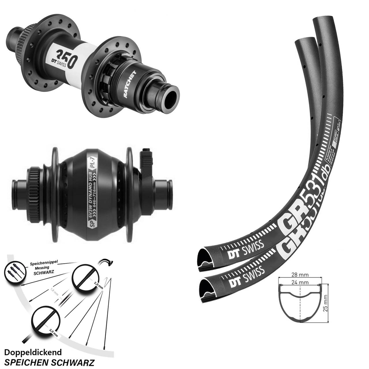 Disc Laufradsatz 12x100/142 28 Zoll DT Swiss GR 531-350 SP PL-7 XDR 11-12 fach