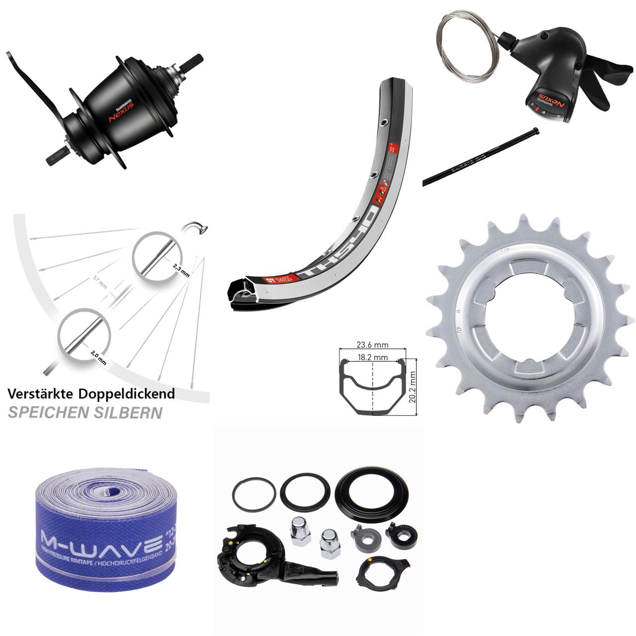 DT Swiss TK 540 Shimano 7-Gang SG-C3001-7C Rücktritt 28 Zoll Hinterrad