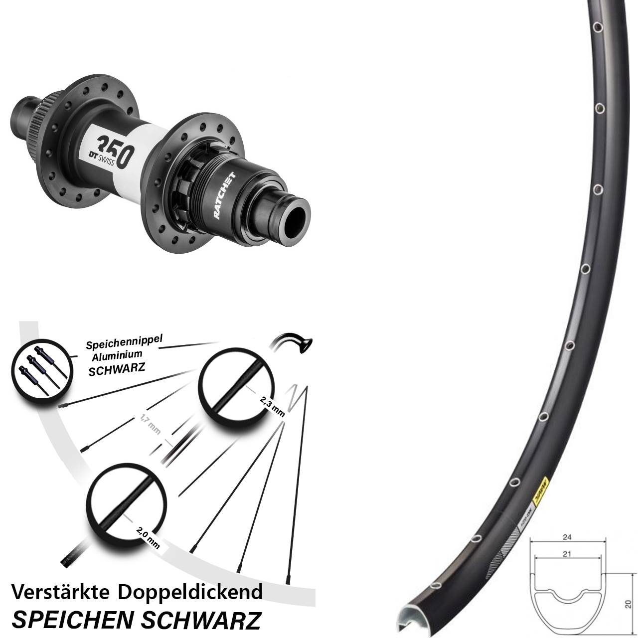 Hinterrad 29 Zoll Mavic XC621 DT Swiss 350 Road Centerlock 12x142 SRAM XDR