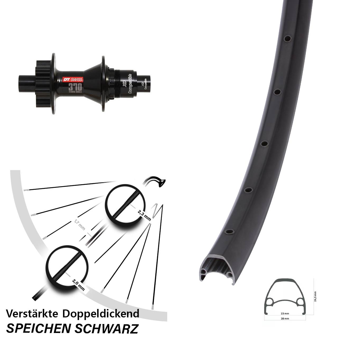 Disc Laufrad 28-29 Zoll Ambrosio Sport DT Swiss 370 SRAM XD 12x142