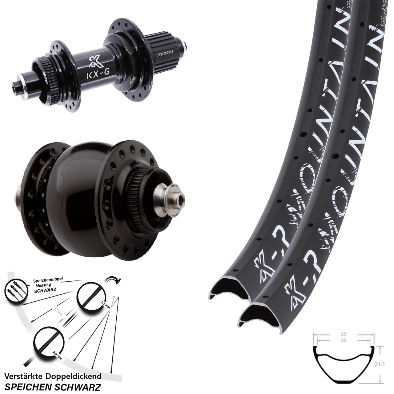 Disc Laufradsatz 29 Zoll KX-GSR Mountain verstärkt SONdelux Micro Spline QR