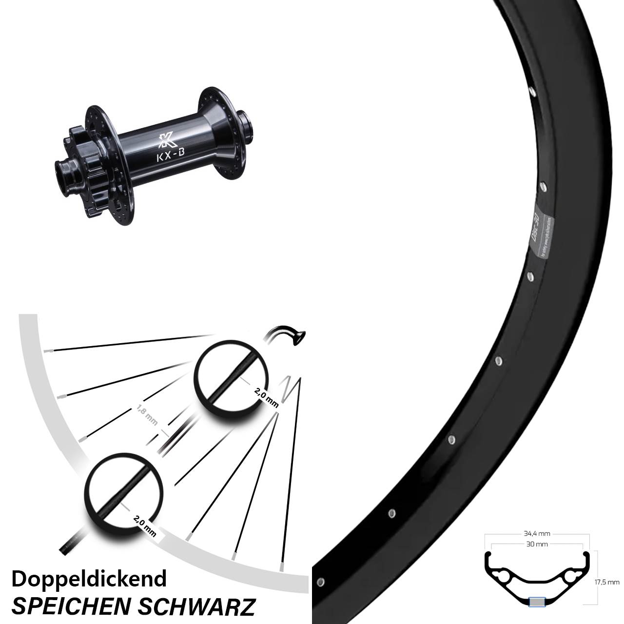 Disc Laufrad 29 Zoll Ryde Disc 30 KX-B 15x110 Boost