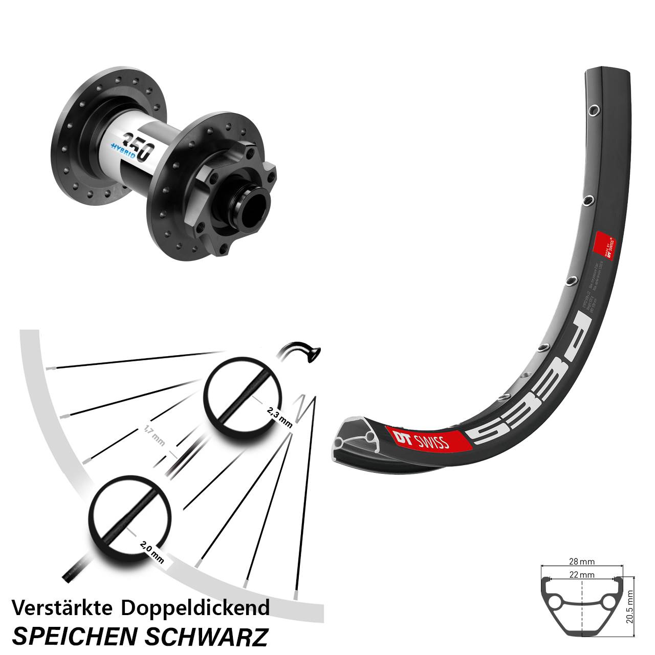 Disc Vorderrad 28-29 Zoll DT Swiss 533 D Hybrid 350 15x100
