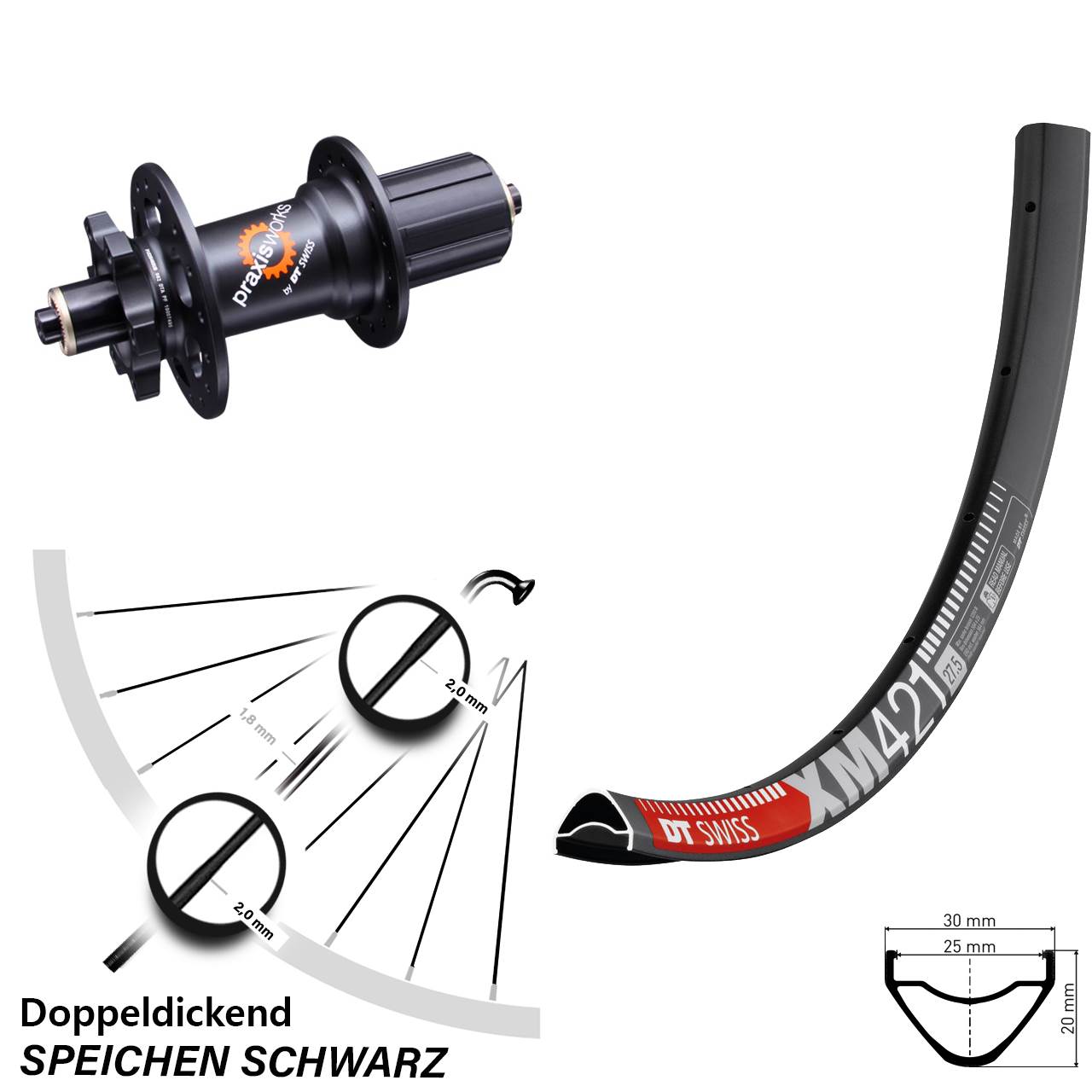 29 Zoll Hinterrad DT Swiss XM 421-350 6-Loch 8-11 fach QR