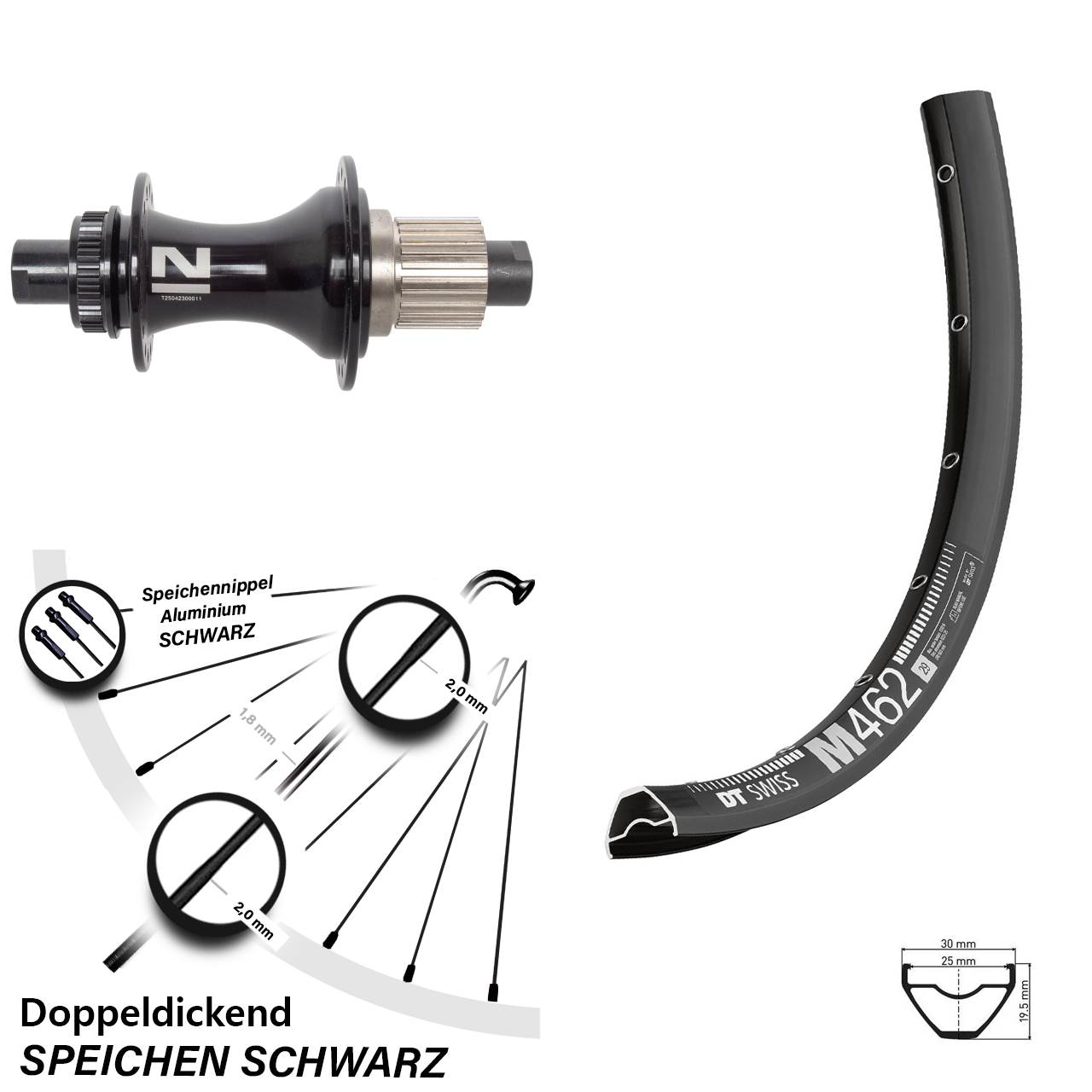 Disc Hinterrad 12x148 27,5 Zoll DT Swiss M462 Novatec D462 Micro Spline