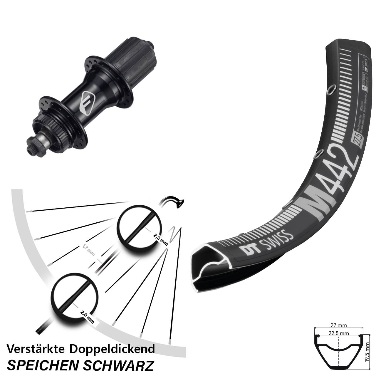 Centerlock Hinterrad QR 28-29 Zoll DT Swiss M 442 Formula CL52 8-11 fach HG