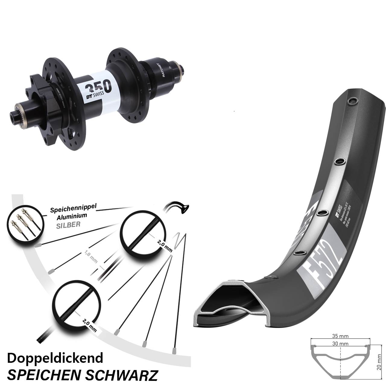 Disc Laufrad 29 Zoll DT Swiss F572-350 XD QR
