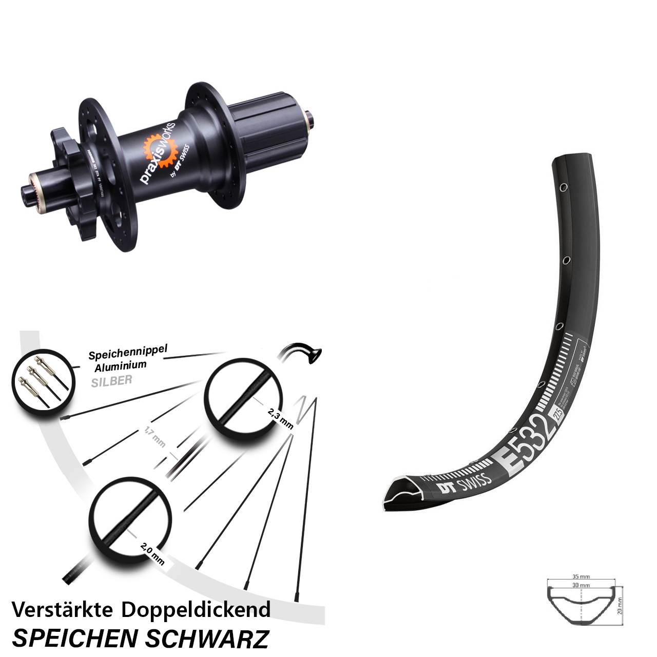 Disc Hinterrad 29 Zoll DT Swiss E 532 350 QR 11-fach 8-11 fach HG für Schnellspanner