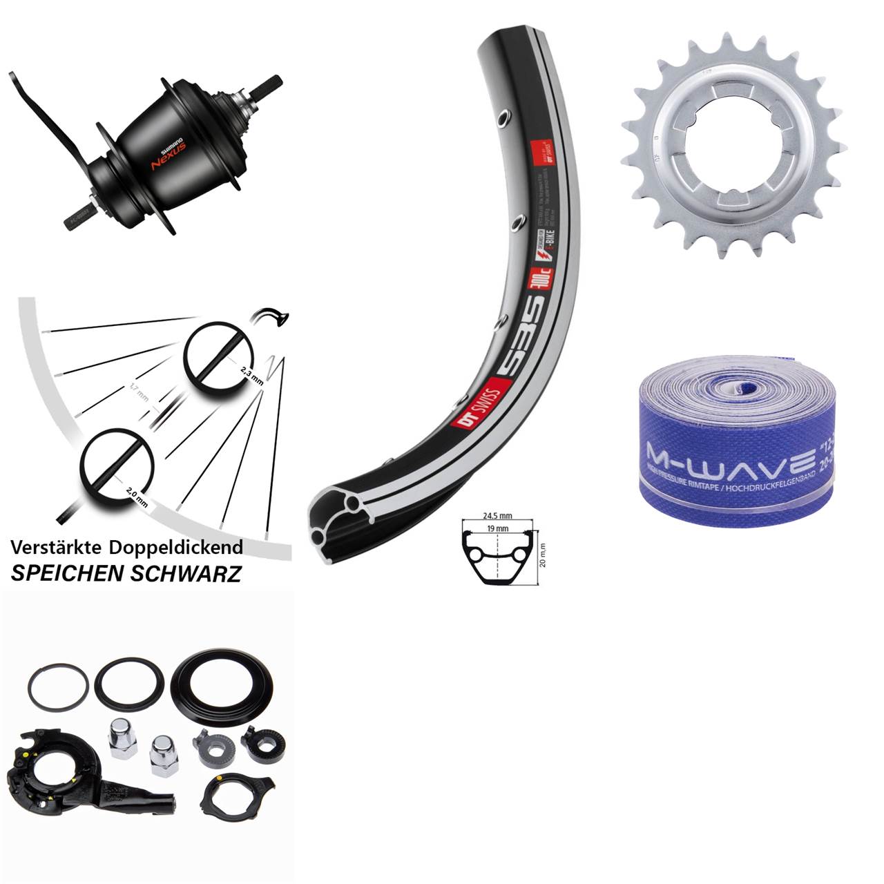 28 Zoll Hinterrad Shimano Nexus SG-C3001 7 Gang Rücktritt DT Swiss 535 schwarz