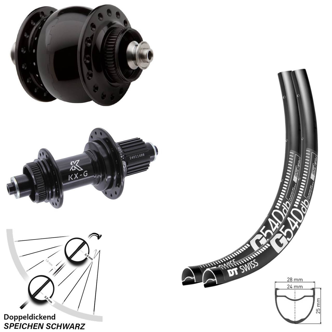 29 Zoll DT Swiss G540 KX-G SON 28 Disc Laufradsatz für Schnellspanner Shimano Micro Spline