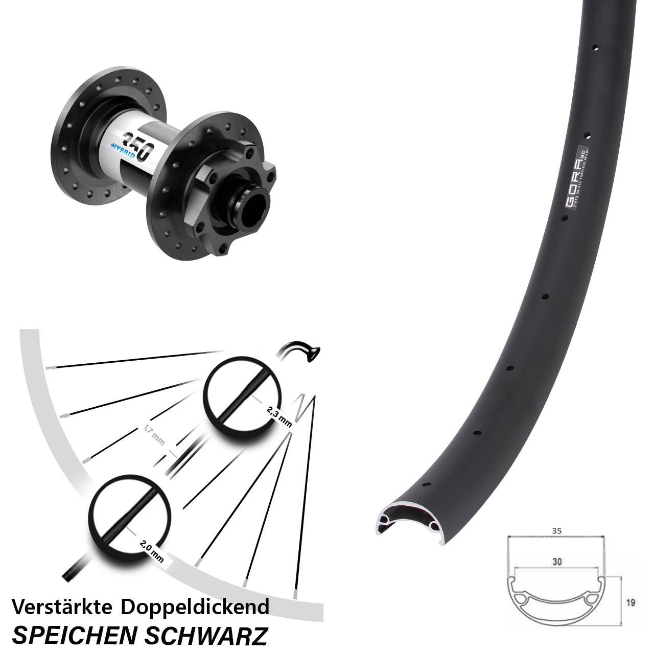 26 Zoll Gora 30 DT Swiss 350 Hybrid 6-Loch Vorderrad 15x100