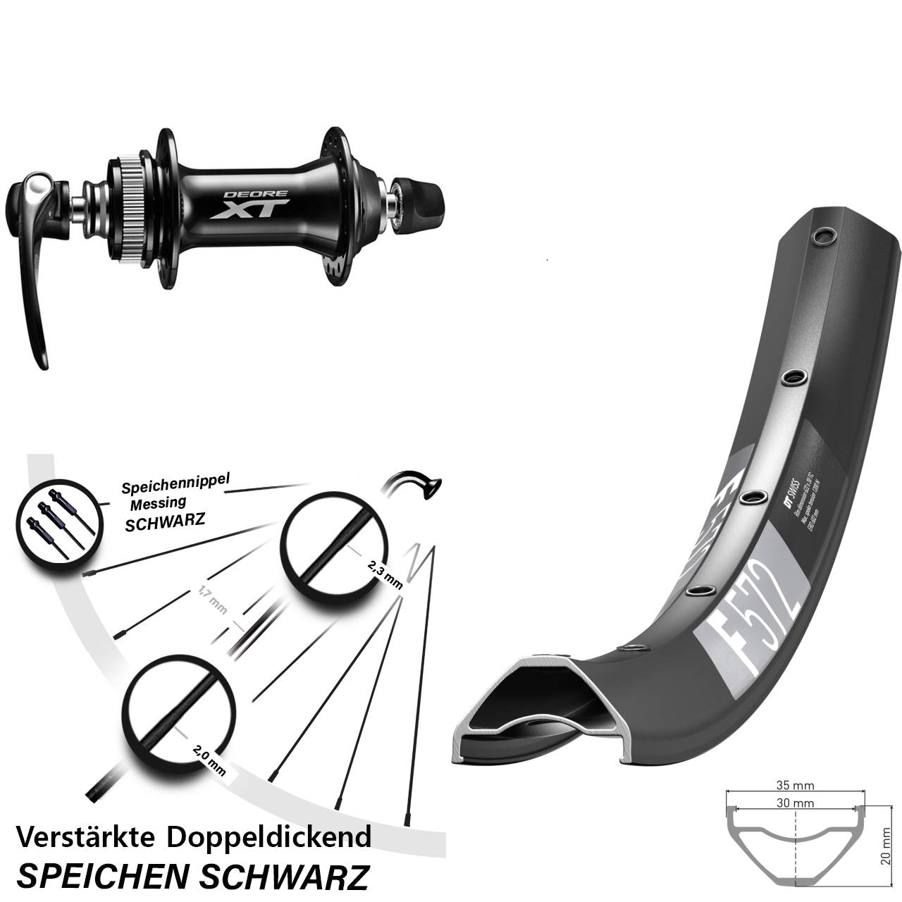 DT Swiss F572 Shimano HB-M8000 27,5 Zoll Disc Laufrad QR