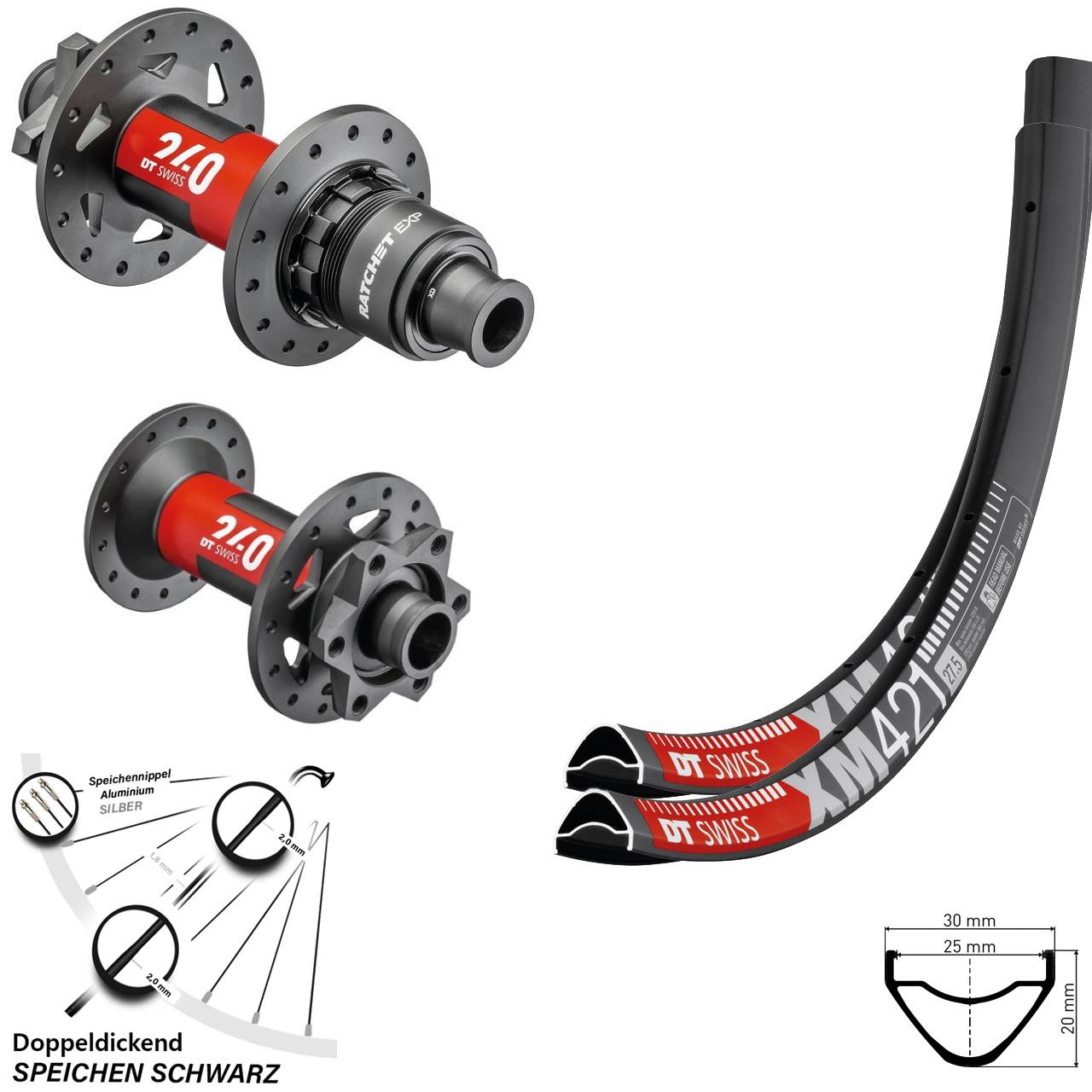 Disc Laufradsatz 15x110 12x148 29 Zoll DT Swiss XM421-240 EXP XD