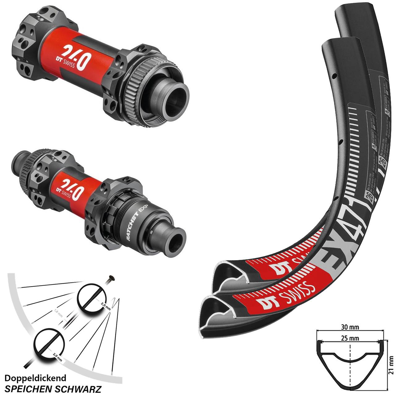 EX 471 DT Swiss Laufradsatz 240 EXP Centerlock Steckachse Straightpull Sram XD 27,5 Zoll