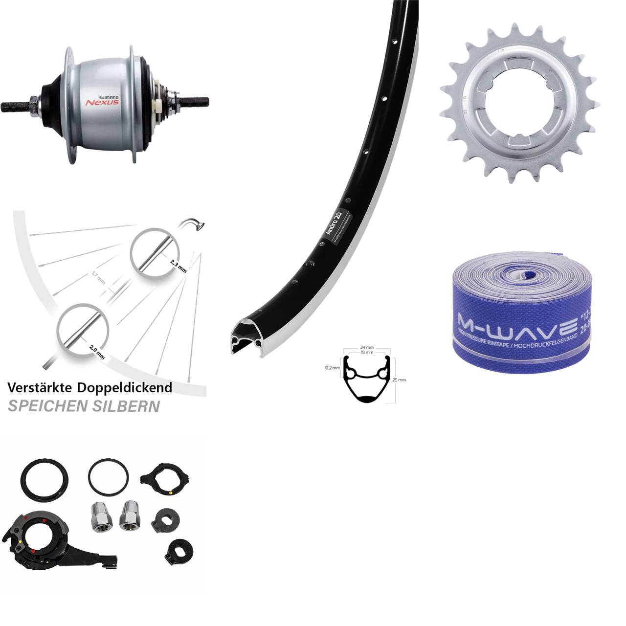 28 Zoll Ryde Andra 20 Shimano Nexus 8 Gang Hinterrad mit Freilauf