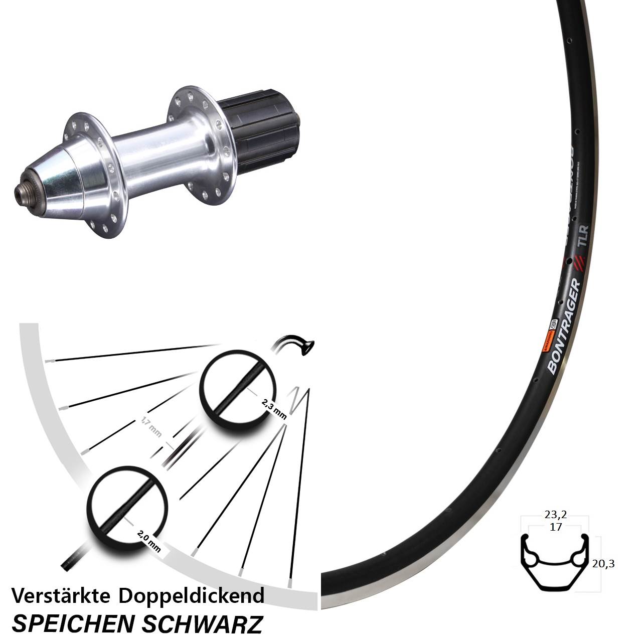 Hinterrad 28 Zoll Bontrager TLR Formula 8-11 fach HG für Schnellspanner