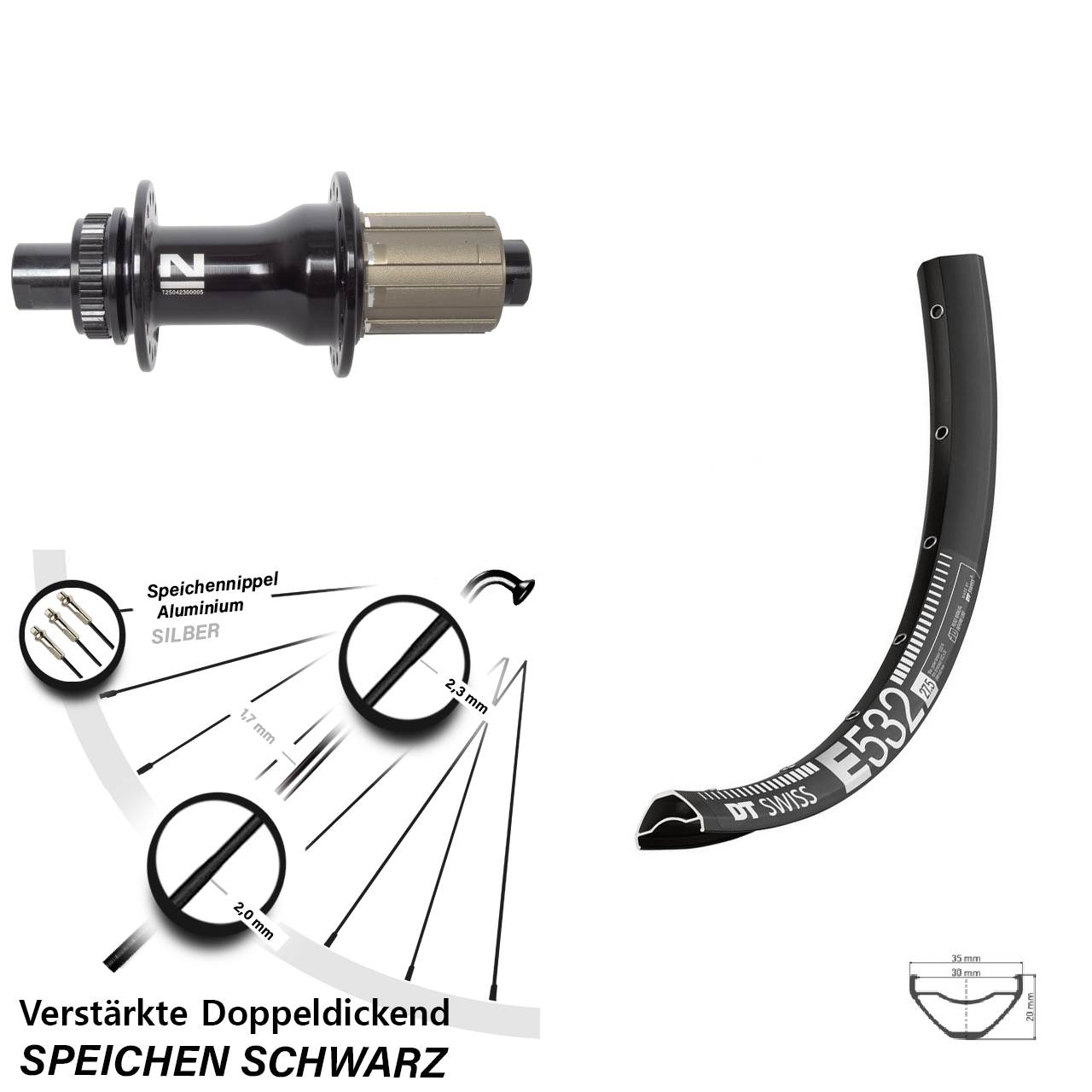 29 Zoll DT Swiss E 532 Novatec D792 Disc Hinterrad 12x142 8-12 fach HG