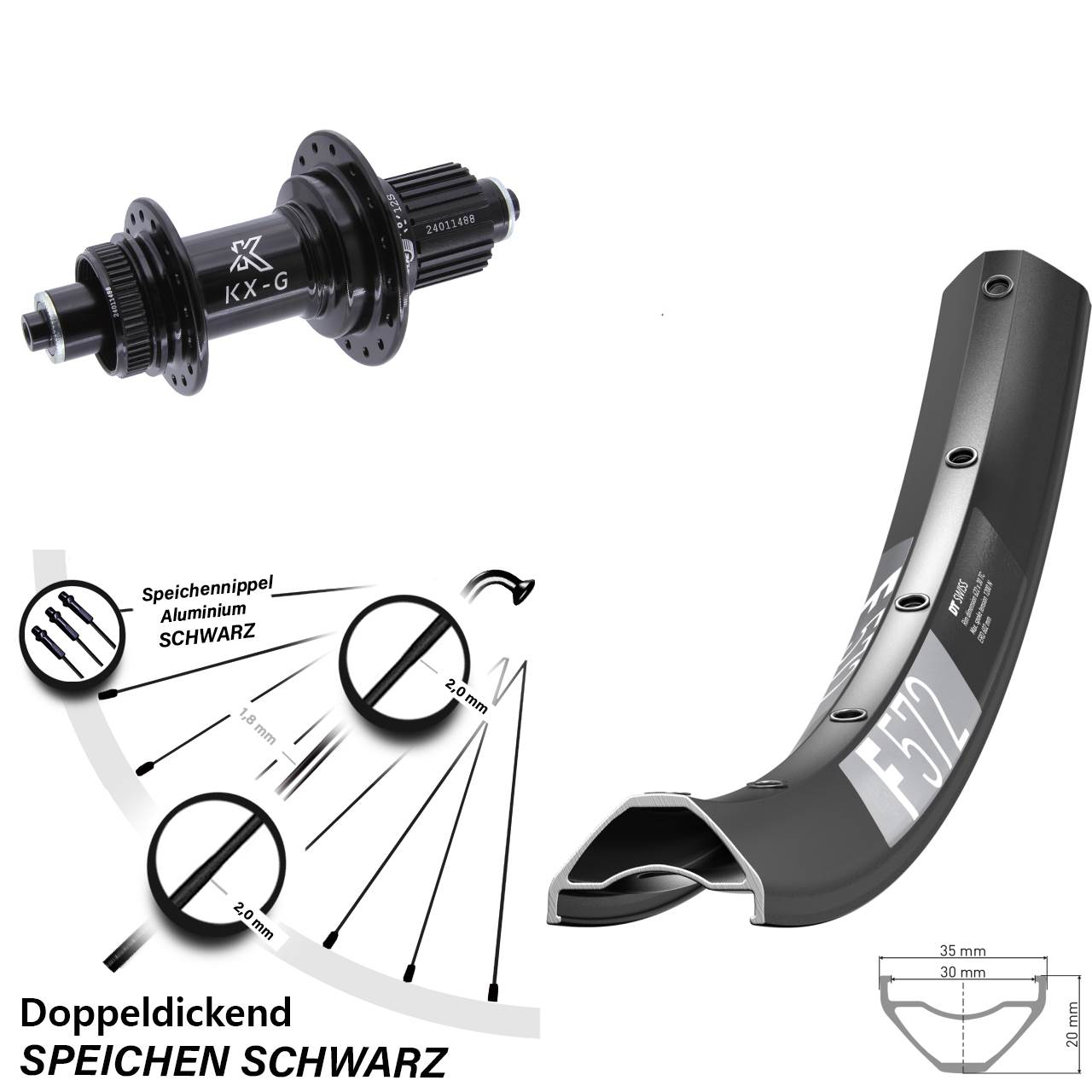 DT Swiss F 572 29 Zoll Hinterrad KX-G Micro Spline