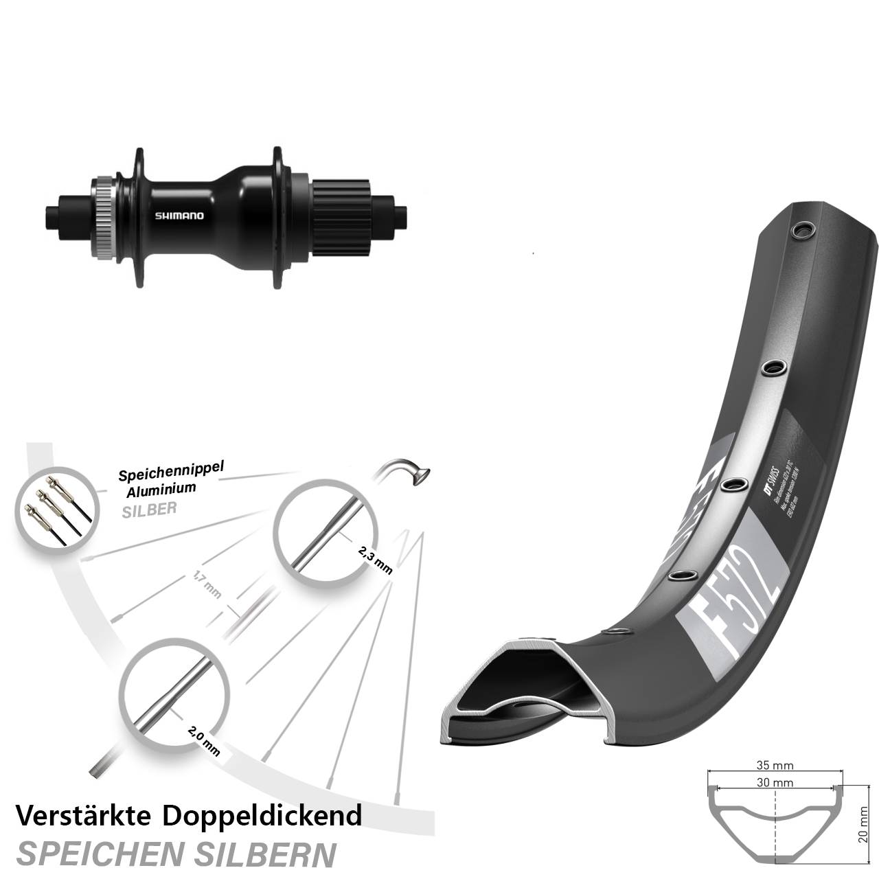 DT Swiss F 572 Shimano FH-QC500 29 Zoll Centerlock Hinterrad QR Micro Spline