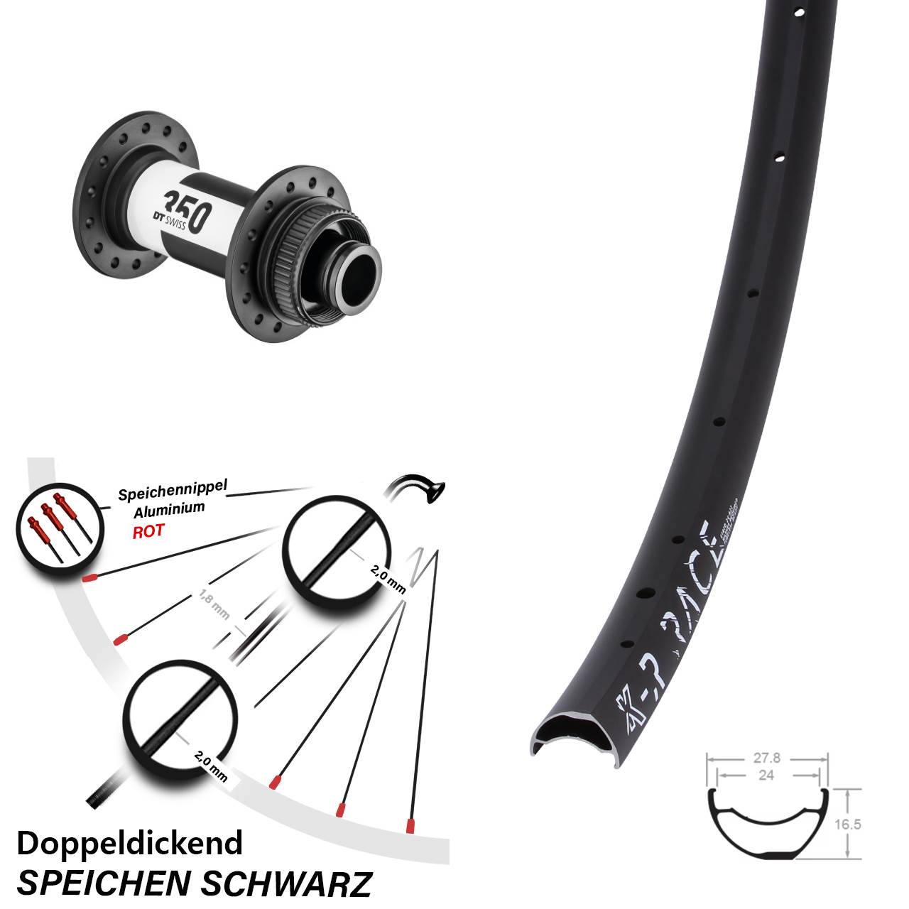 KX-R Race DT Swiss 350 28 Zoll Disc Laufrad 15x100