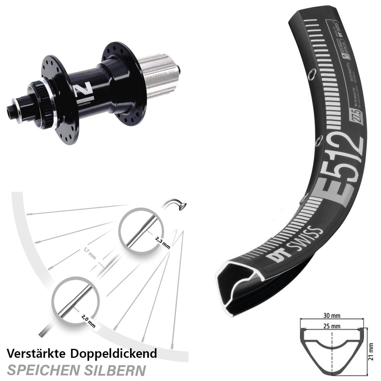 DT Swiss E 512 Novatec D042SB Disc 29 Zoll Laufrad für Schnellspanner 8-12 fach HG